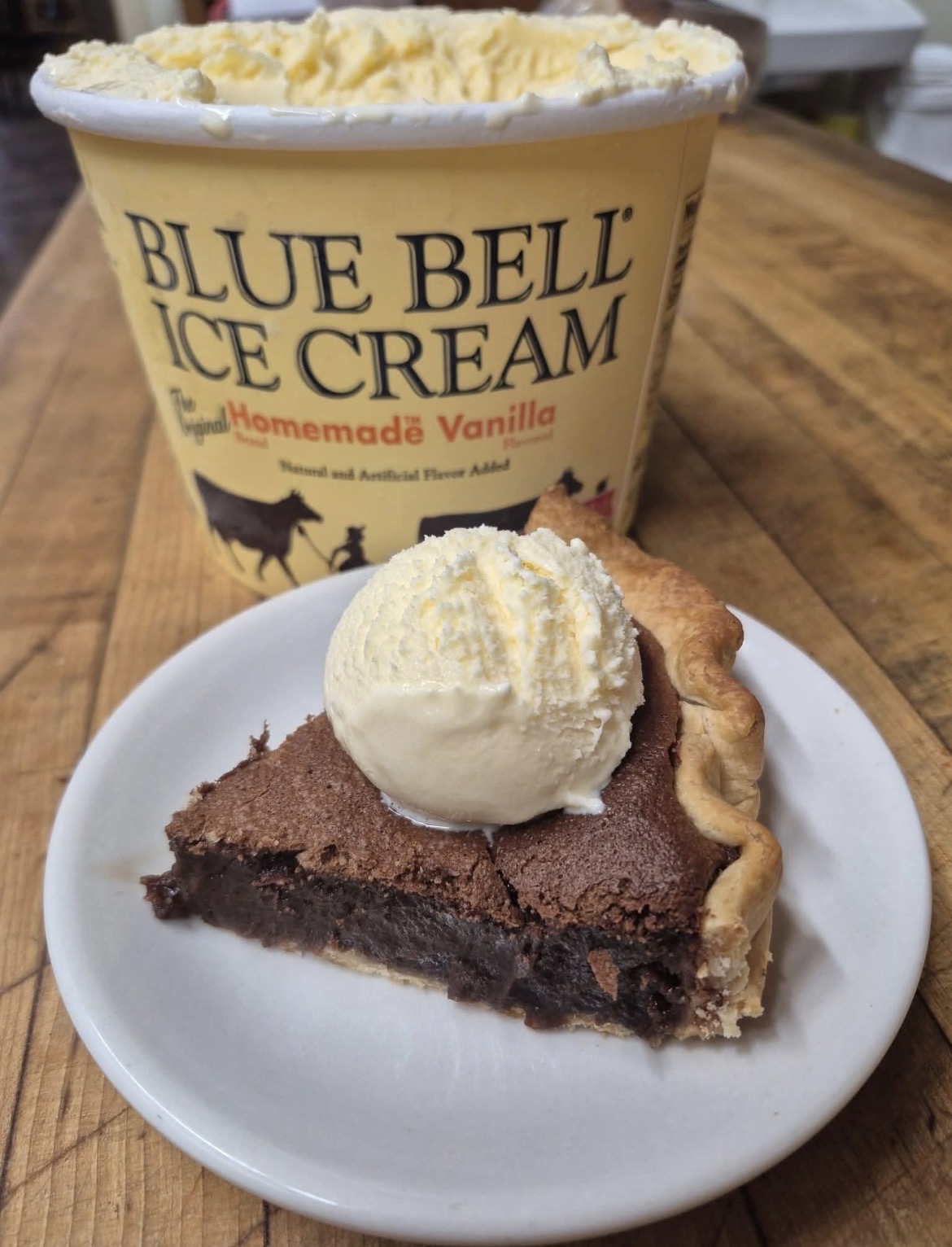 Chocolate pie with Blue Bell ice cream
